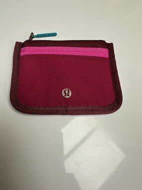 lululemon athletica Burgundy and Hot Pink Zip Card Wallet